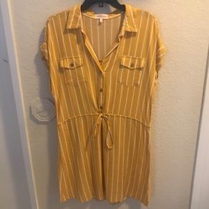Brand New Casual Striped Yellow Dress